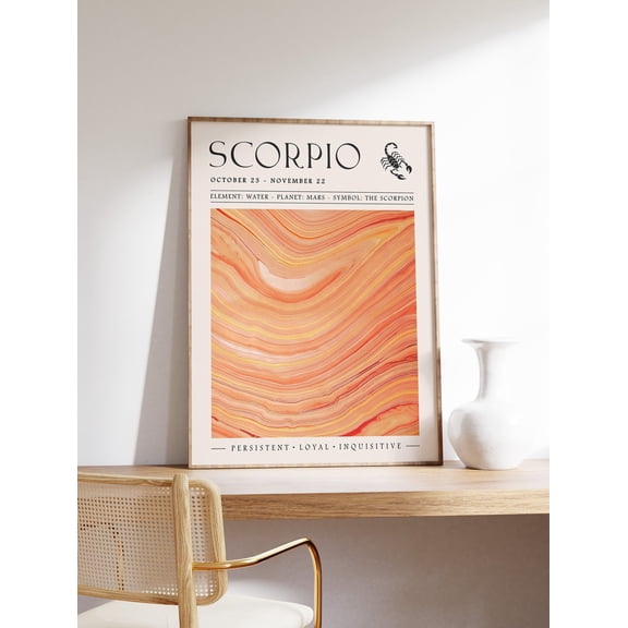 Scorpio Star Sign Art Boho Zodiac Poster Celestial Astrology Decor, Unframed Poster