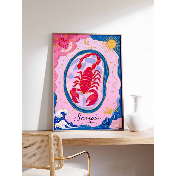 Scorpio Star Sign Zodiac Astrology Birthday Boho Spiritual Bedroom Art Print, Unframed Paper Poster 8x10in