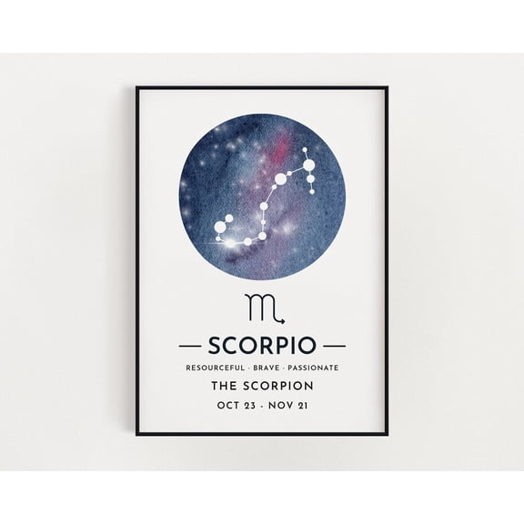Scorpio Star Wall Art, Scorpio Print, Zodiac, Constellation Wall Art, Birthday Gift Home Decor #3633, Unframed Poster Size 24x36
