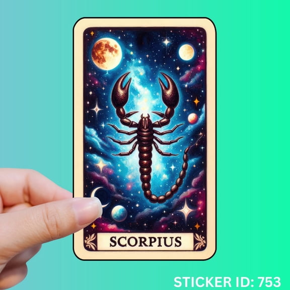 Scorpio Tarot Card Celestial Witchy Zodiac Fantasy Astrology Sticker