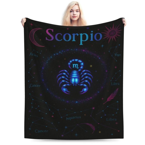 Scorpio Throw Blanket Flannel Constellations Blanket Warm & Soft 12 Horoscope Astrology Throw Blankets Constellation Theme Home 60x50