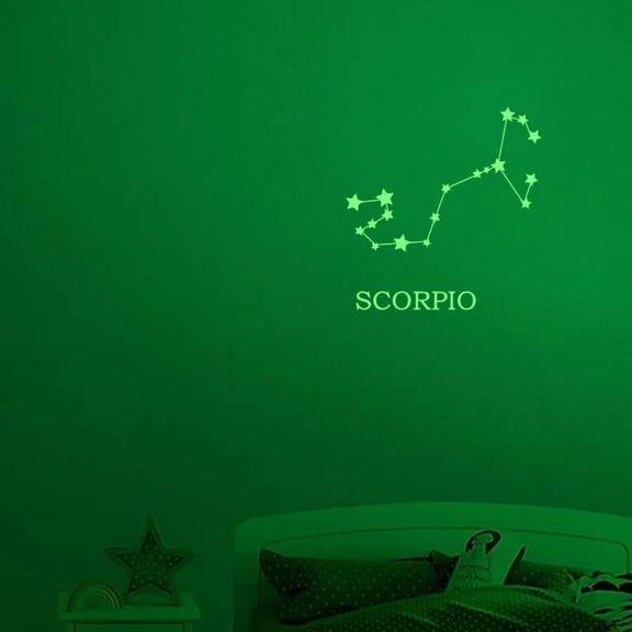 Scorpio Vinyl Decal Sticker Luminescent Neon Glow Lime Green Linked star formation USA-Made Wall Bumper Window Zodiac Atlas Stars Kid Room 15" inch Large
