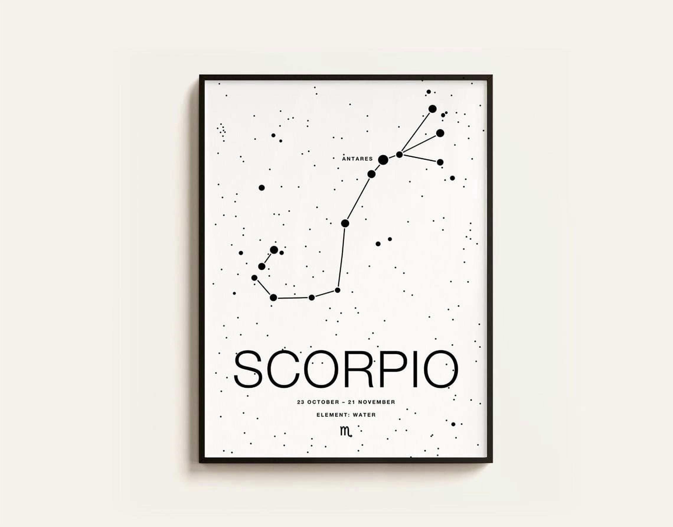 Simple Post Es Scorpio White Poster, Zodiac Minimalist Stylish Astrology, Creative ...