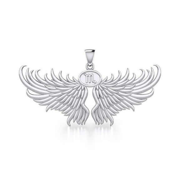 Scorpio Zodiac Astrology Guardian Angel Wing 925 Sterling Silver Pendant Jewelry