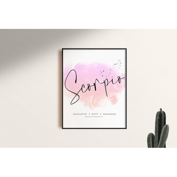 Scorpio Zodiac Astrology Wall Art, Unframed Paper Print Size 8x12