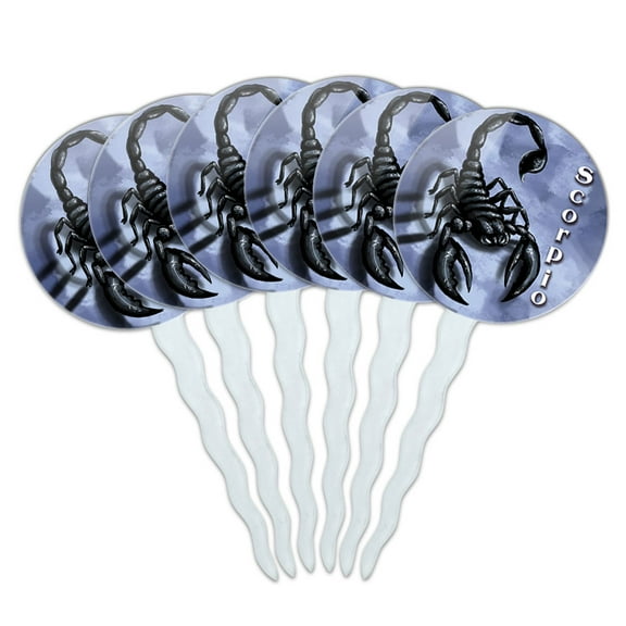 Scorpio Zodiac Cupcake Picks Toppers - Set of 6