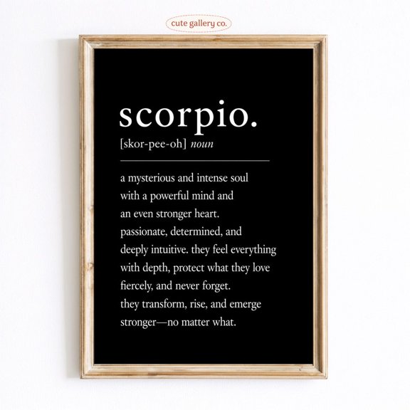 Scorpio Zodiac Definition Astrology Wall Art Home Decor Unframed Paper Print