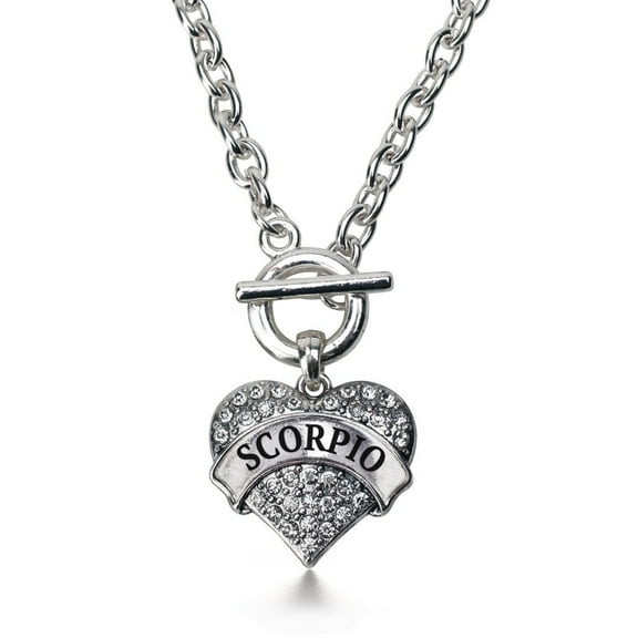 Scorpio Zodiac Pave Heart Toggle Necklace