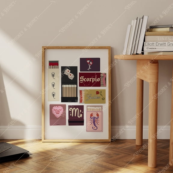 Scorpio Zodiac Poster Matchbook Collage Poster , Poster Print Only