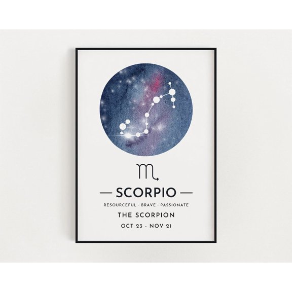 Scorpio Zodiac Print, Wall Art Print, Astrology Gifts, Star Gift, Trendy Wall Art, Home Decoration, Wall Decor, Celestial Art Home Decor #3242, Unframed Poster Size 16x24