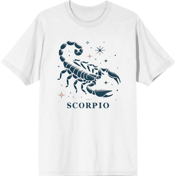 Scorpio Zodiac Sign Adult White Crew Neck Short Sleeve Tee-XL