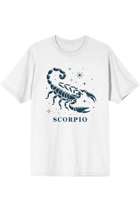 Scorpio Zodiac Sign Adult White Crew Neck Short Sleeve Tee-XL