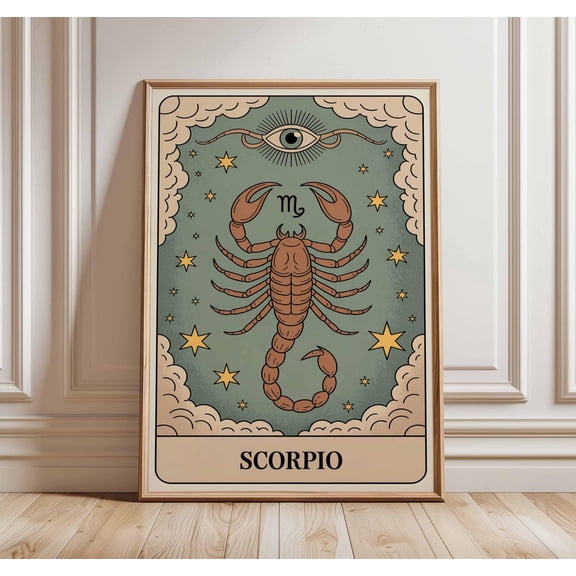 Scorpio Zodiac Sign Art Poster Mystical Illustration Astrology Art, Unframed Poster