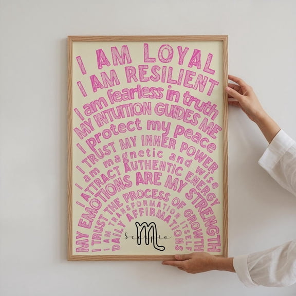 Scorpio Zodiac Sign Daily Affirmations Wall Art Horoscope Motivational Inspirational Positive Quote Design1 Unframed Paper Print