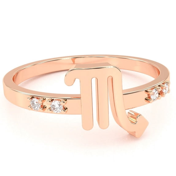 Scorpio Zodiac Sign Diamond Ring In Solid 14k Rose Gold