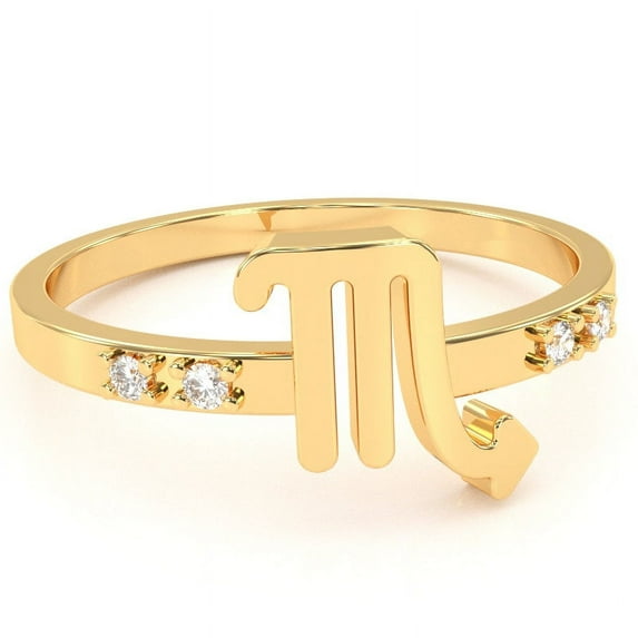 Scorpio Zodiac Sign Diamond Ring In Solid 14k Yellow Gold