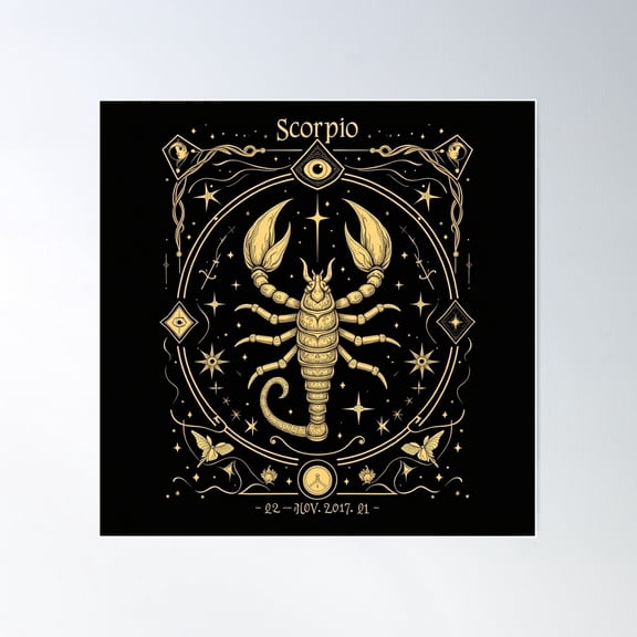 Scorpio Zodiac Sign – Mystical Astrology Art Poster Wall Art, Modern Wall Decor For Living Room Bedroom, 24x24 UNFRAMED