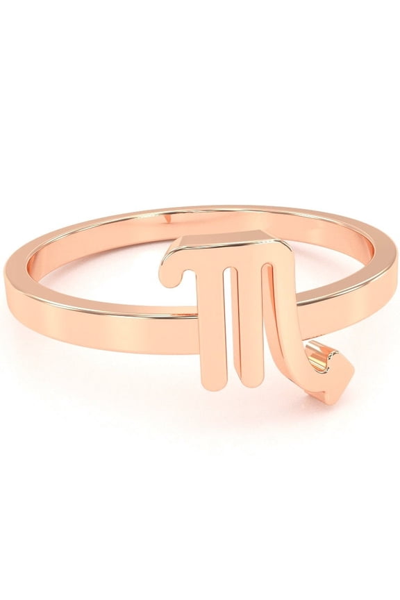 Scorpio Zodiac Sign Ring In Solid 14k Rose Gold