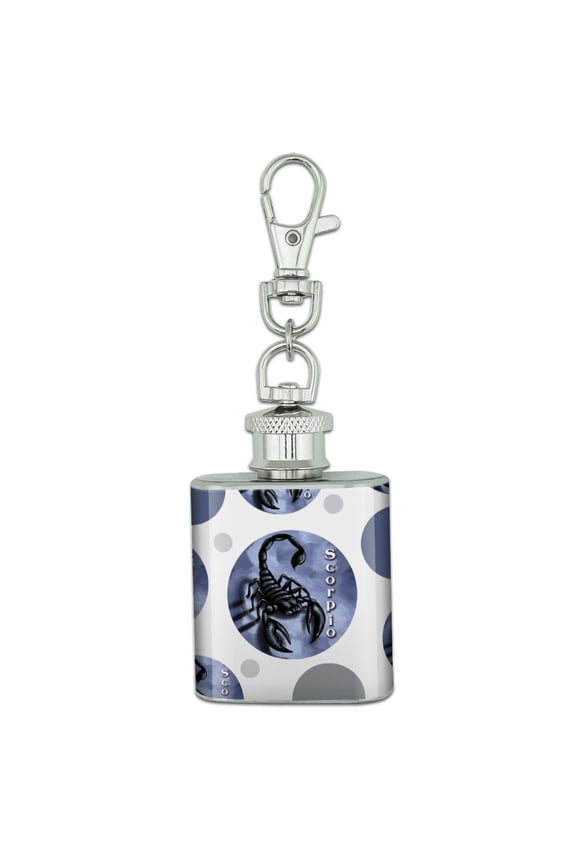 Scorpio Zodiac Stainless Steel 1oz Mini Flask Key Chain