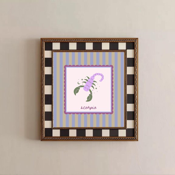 Scorpio Zodiac Wall Art Astrology Decor Pastel Celestial Wall Art Cute Horoscope Gift Whimsical Boho Room Decor, Unframed Paper Print
