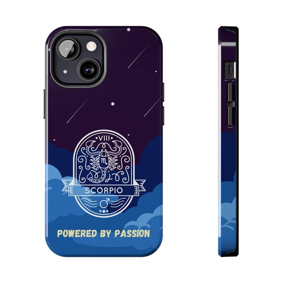 Scorpio powered by passion blue black Tough Phone Case. Cute Stylish Zodiac Design - iPhone 13 Mini