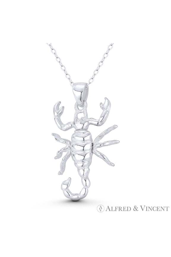 Scorpio the Scorpion Zodiac Sign Charm 32x20mm (1.3x0.8in) Pendant in .925 Sterling Silver