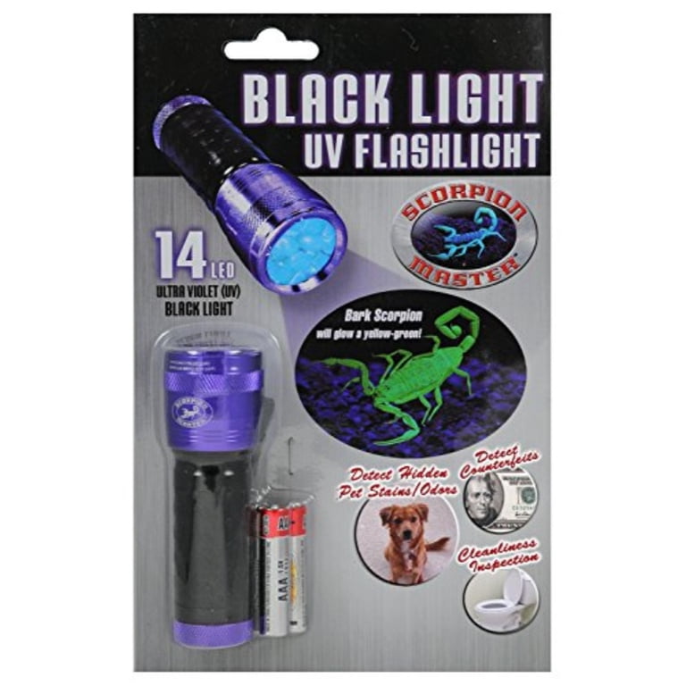 Scorpion 14 LED Black/Purple LED UV Flashlight AAA Battery