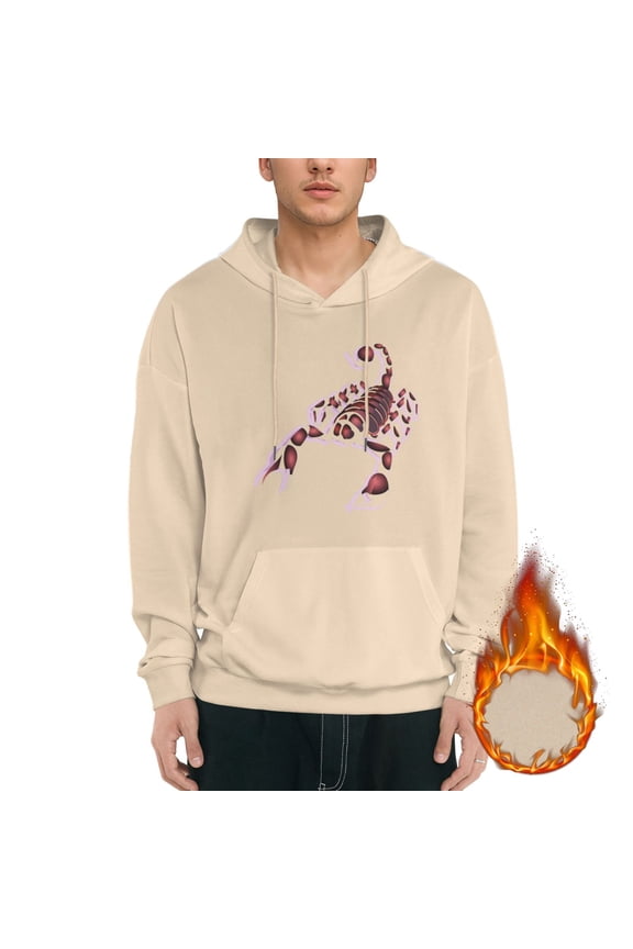 Scorpion-Animal World Graphic Hoodies for Men Letter Print Long Sleeve Casual Streetwear Pullover Sweatshirt with Pocket mens Ecosmart Hoodie,Apricot XXL