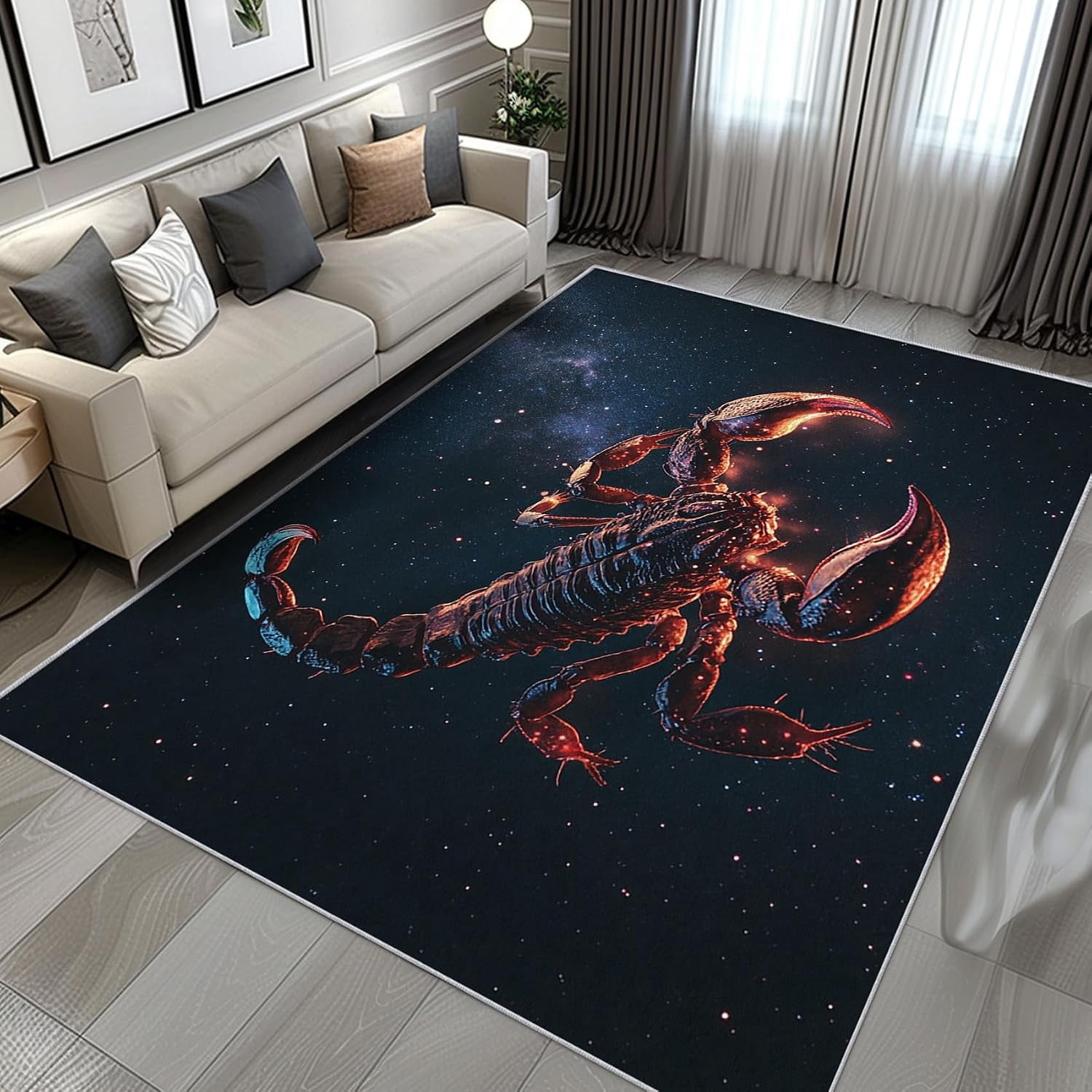 Insect Area Rug Scorpion Area Rugs, Galaxy Space Fantasy Insect Carpet, Washable Non ...