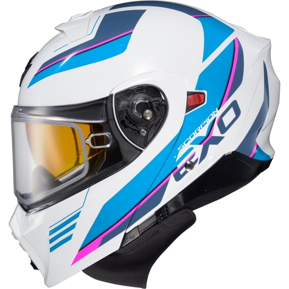Scorpion EXO-AT930 Modulus Helmet with Dual Lens Shield (XX-Large, White/Blue)