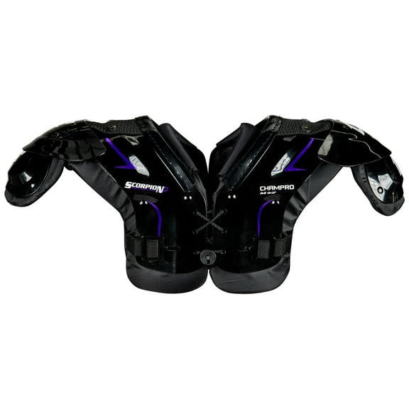 Champro Scorpion SC Youth Football Shoulder Pad, Size Youth X-Large, Black/Purple