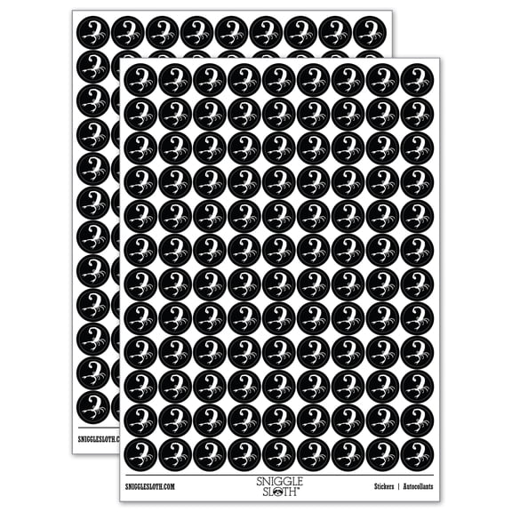 Scorpion Insect Solid 200+ Round Stickers - Black - Gloss Finish - 0.50" Size