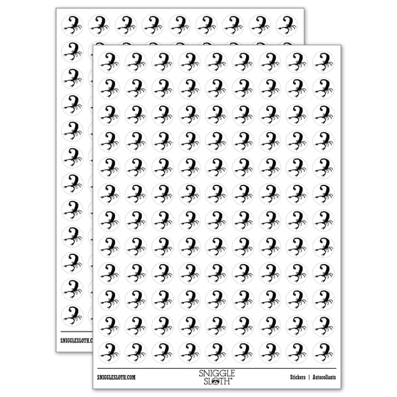 Scorpion Insect Solid 200+ Round Stickers - White - Matte Finish - 0.50" Size