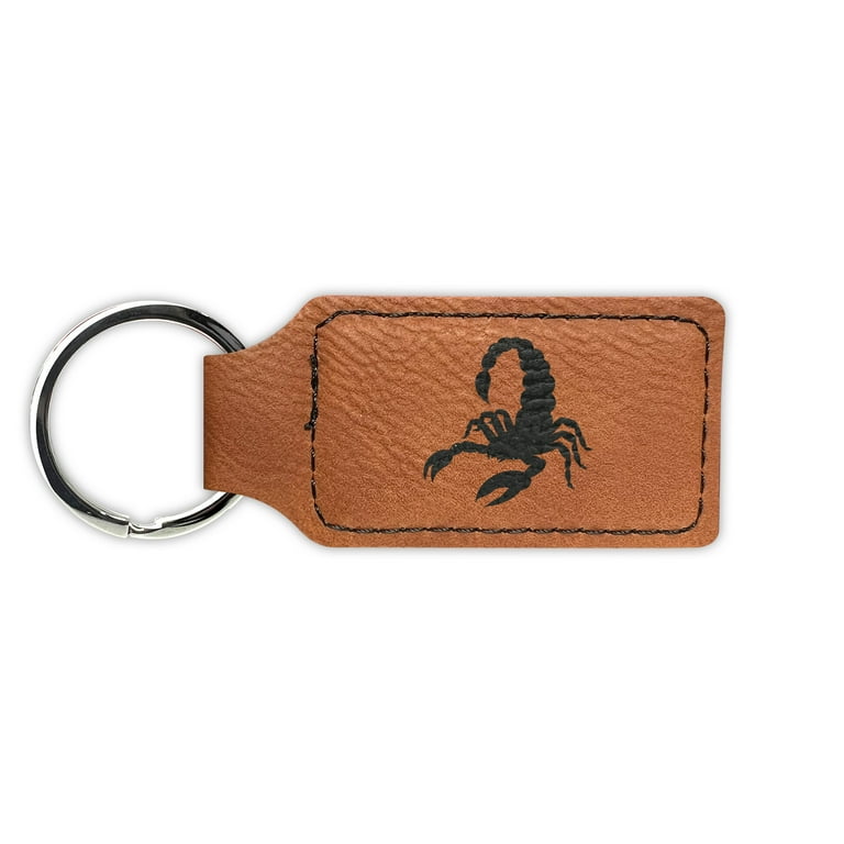 Scorpion Keychain Leatherette Rectangle Laser Engraved Many Colors Key Chain Ring life and death solitary isolation spiritual Rawhide Walmart