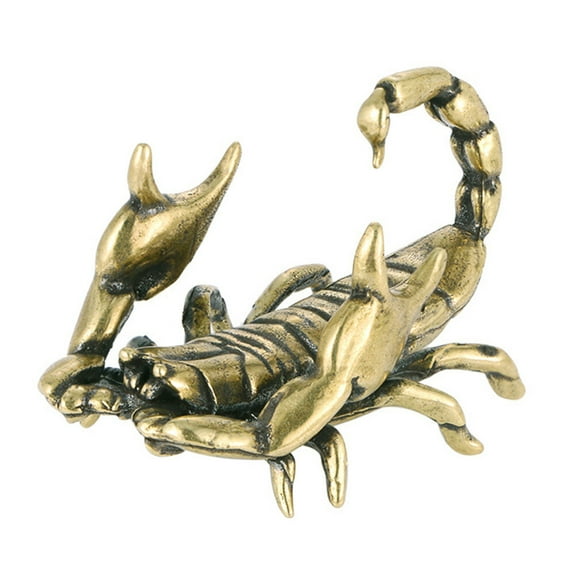 HEMOTON Retro Style Golden Brass Scorpion Statue for Home Decor, Unique 6.5 Inch Adornment