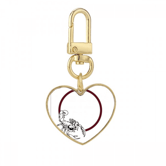 Scorpion Natural Insect Line Gold Heart Keychain Metal Keyring Holder