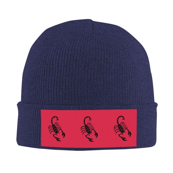 Scorpion Pattern Beanie Hat Knit Hat Skull Cap for Men Women Winter Hat Navy Blue