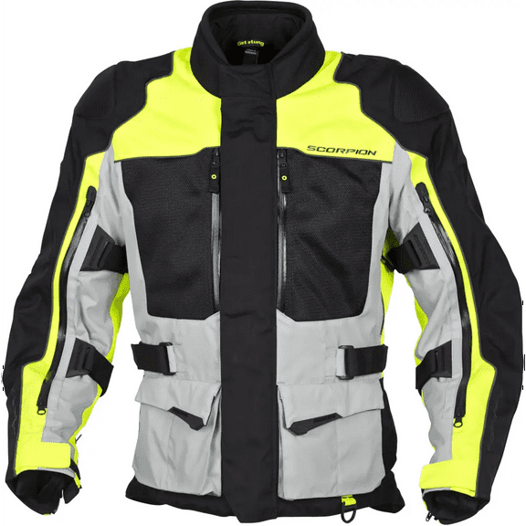 Scorpion EXO Yosemite HiViz Txtle Motorcycle Jacket - Blk/Grey/HiViz, All Sizes