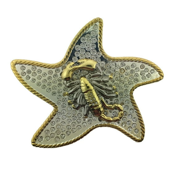 Scorpion in Jelly Fish Shaped Belt Buckle Blinged Zodiac Sign Rhinestones New Cowgirl