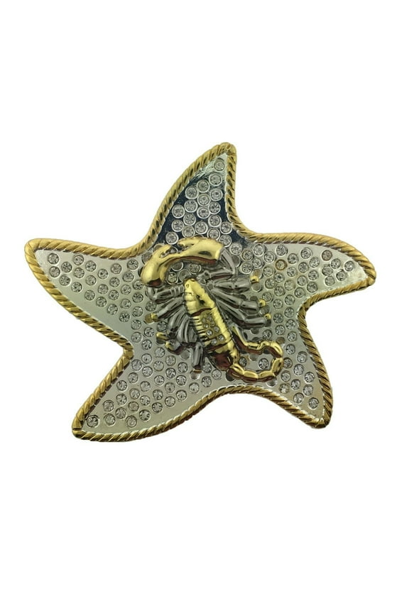 Scorpion in Jelly Fish Shaped Belt Buckle Blinged Zodiac Sign Rhinestones New Cowgirl