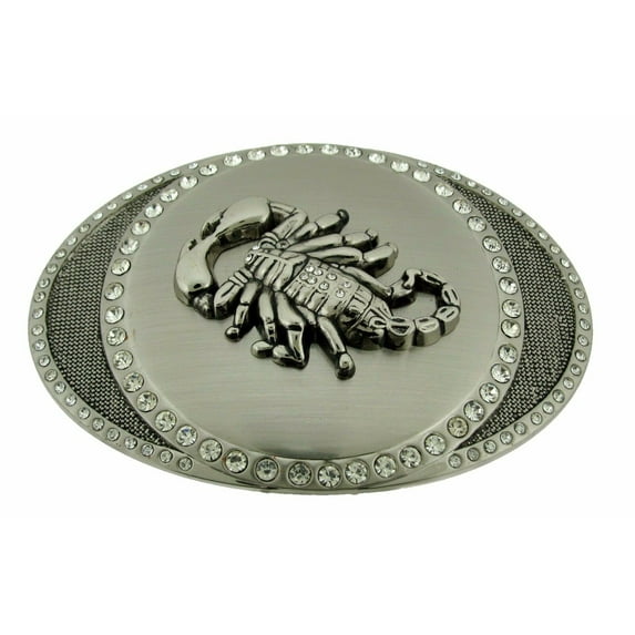 Scorpion rhinestone Belt Buckle Western Metal Cowboy Silver New Mens Rodeo Large