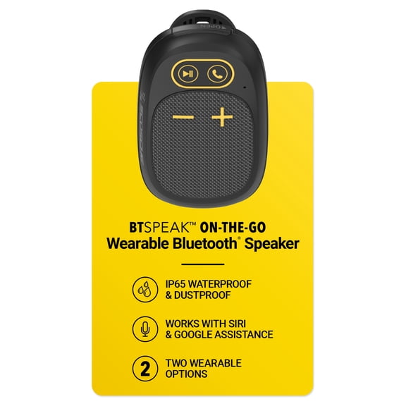 Scosch BTSPEAK On-the-Go Wearable Bluetooth Compact Speaker IP65 Waterproof Clip Magnetic BTWSM1-RP