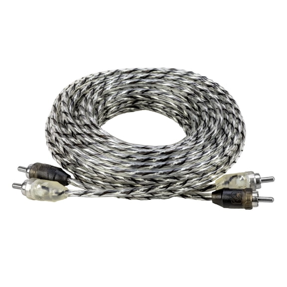 Scosche 16 Ft High-Quality Car Stereo 2-Channel RCA Twisted Pair Audio Cables Black/Clear A16C4