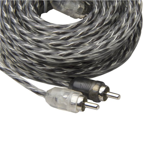 Scosche A12C4-WM1SD 12ft High-Quality 2-Channel Twisted RCA Interconnect Audio Cables Black/Clear