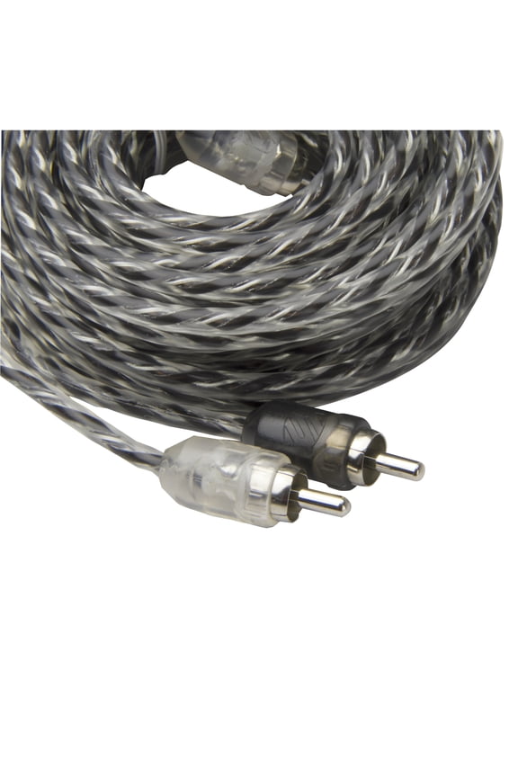 A25C4-WM1SD 25 Foot Twisted Car Stereo RCA Type Audio Cable, Gray, and White New