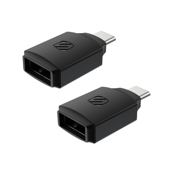 Scosche CAA2PK-SP Strikeline USB Type-A to USB Type-C Adapter 2-Pack Black