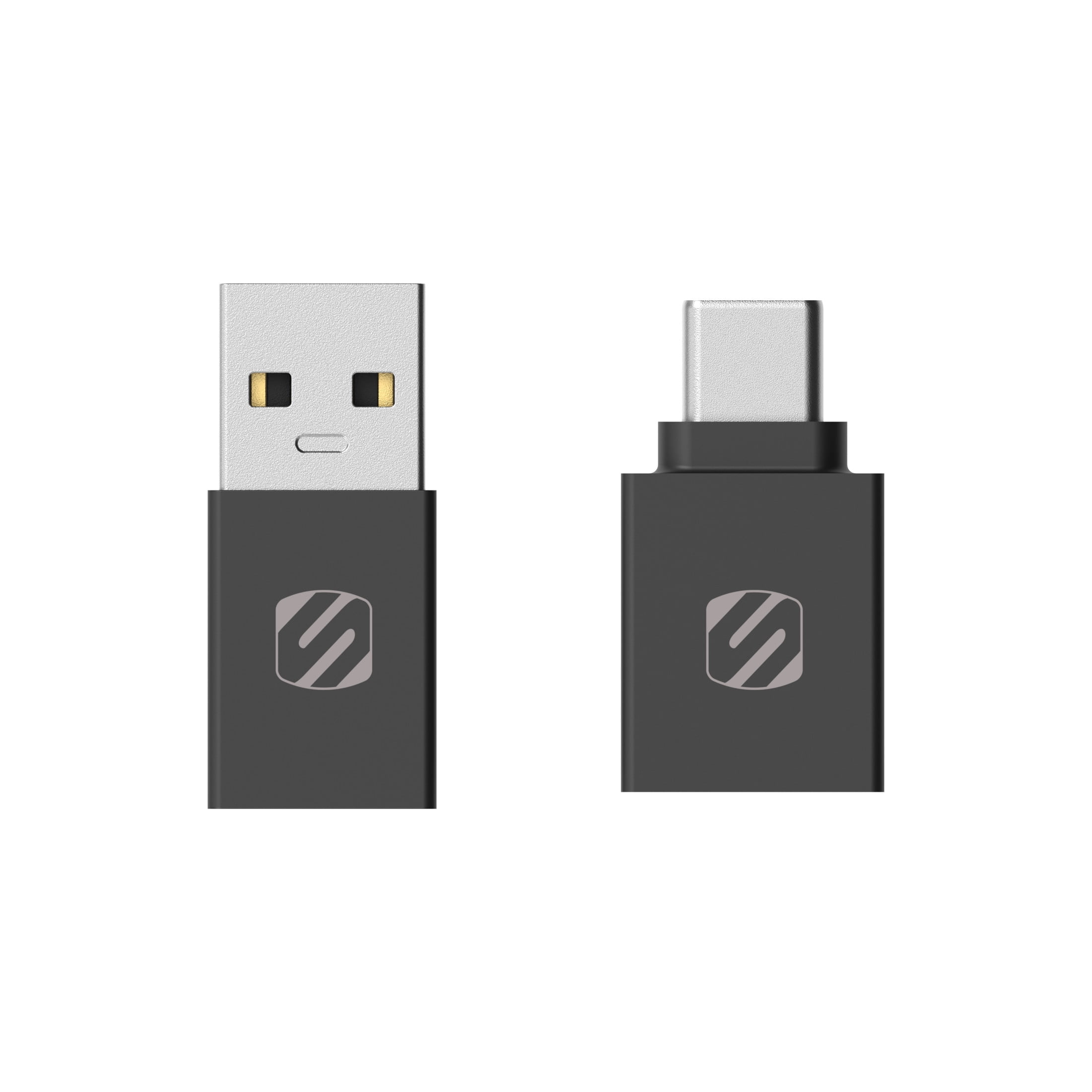 Scosche CAAKIT-RP Strikeline USB Adapter Kit  USB-C to USB-A + USB-A to USB-C Converter 2-Pack, Blk