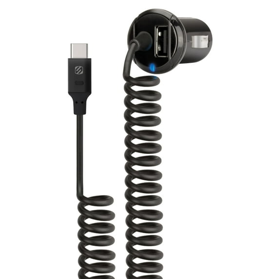 Scosche CC27i Strike Drive 15W + 12W USB Car Charger with Type-C Cable and USB Port