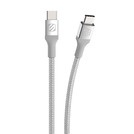 SCOSCHE CCB4SR-SP Strikeline Premium USB-C to USB-C Charge & Sync Braided Cable 4-ft. Silver
