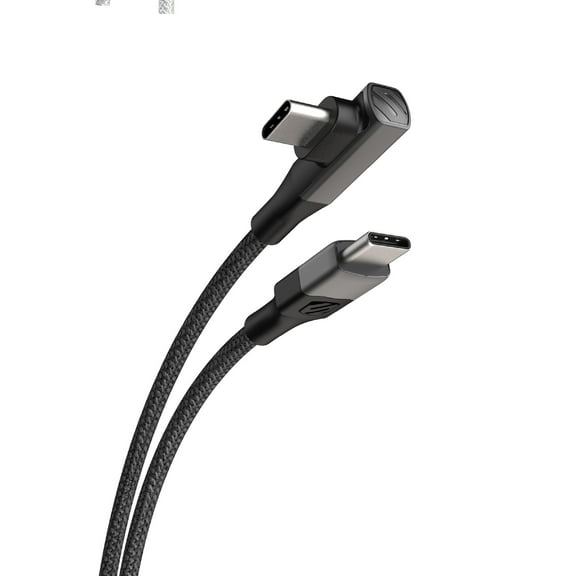 Scosche CCBRA6-SP Strikeline RA Premium USB-C to Right-Angle USB-C Charge & Sync Braided Cable 6-ft. Black/Space Gray